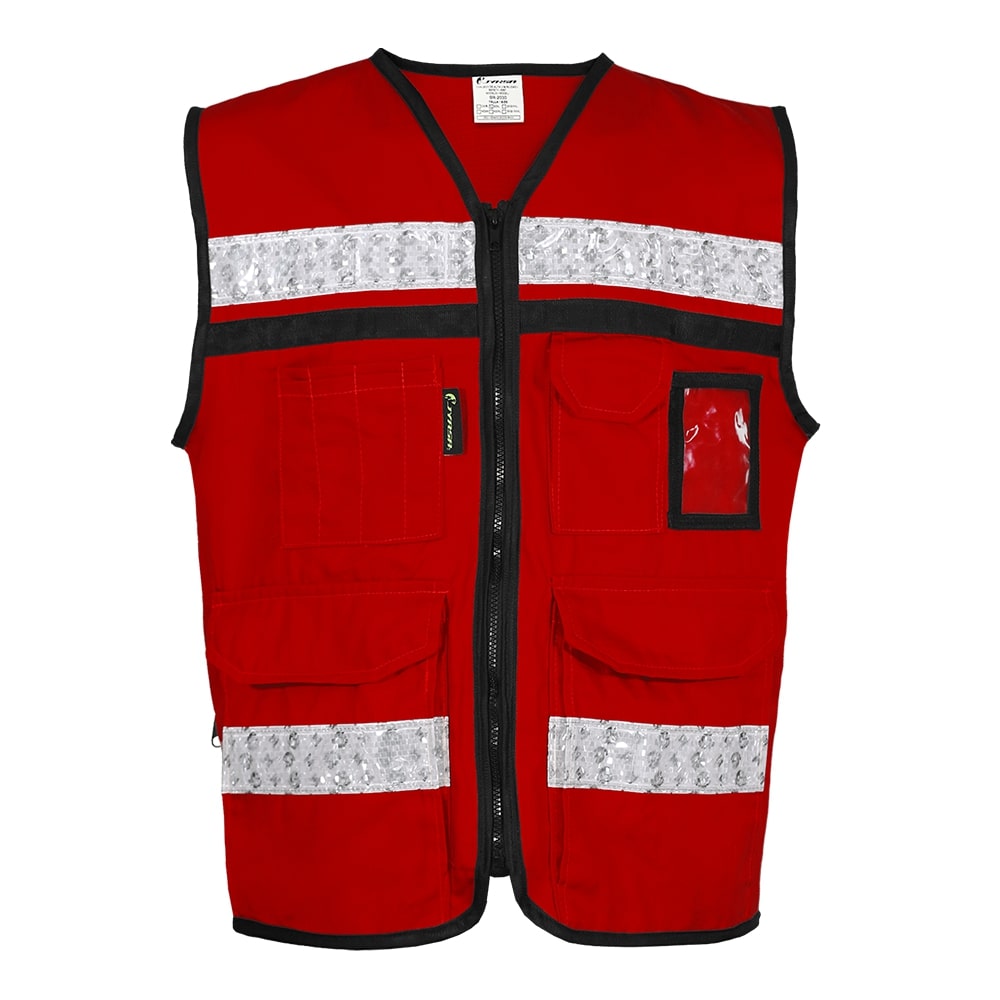 CHALECO CERRADO TIPO RESCATISTA ROJO 100 % ALGODON TALLA 2XG