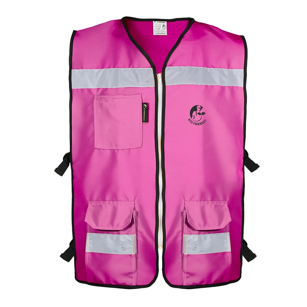 CHALECO RESCATISTA ABIERTO ROSA ALGODON/POLIESTER CON REFLEJANTE TALLA GD