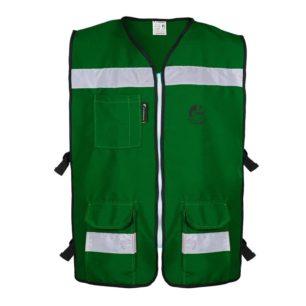 CHALECO RESCATISTA ABIERTO VERDE ALGODON/POLIESTER CON REFLEJANTE TALLA GD