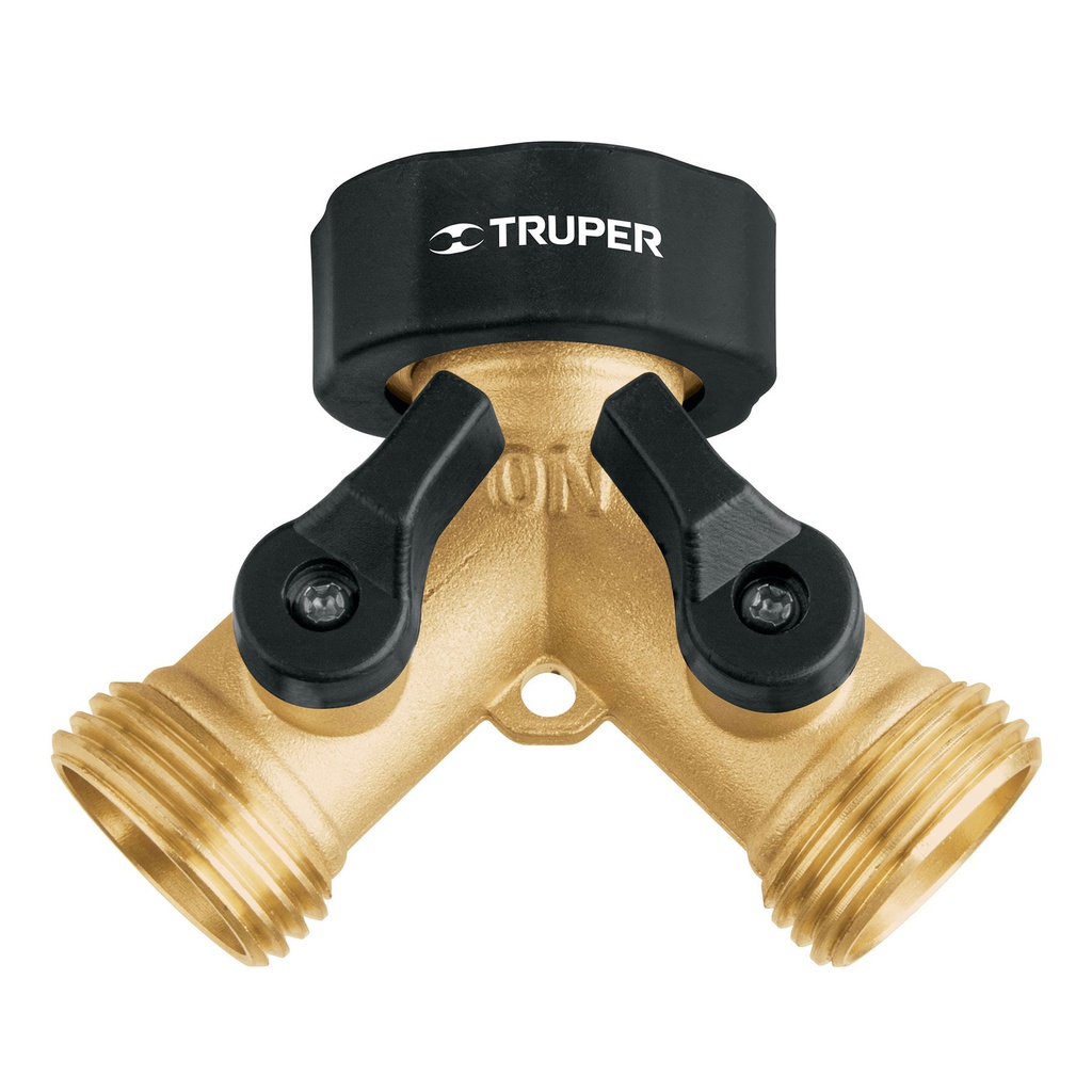 Conector 'Y' 3/4' laton solido con tuerca movil p/manguera