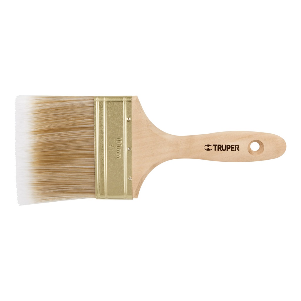 Brocha cerdas sinteticas 4' corte recto, mango de madera