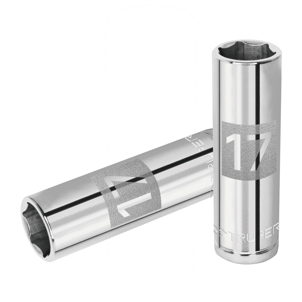 Dado largo de 17 mm, 6 puntas, cuadro 1/2', Truper