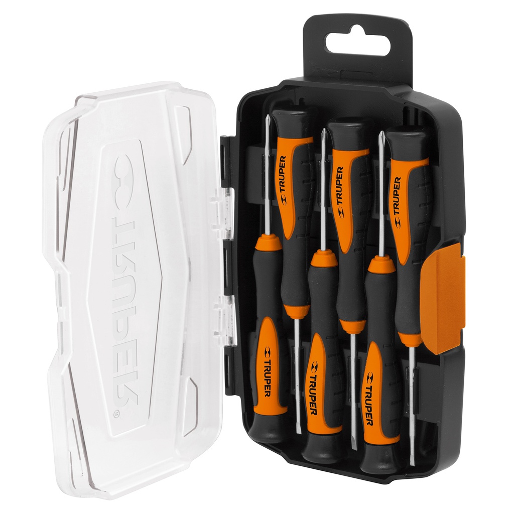 Juego con 6 desarmadores largos de precision, Truper