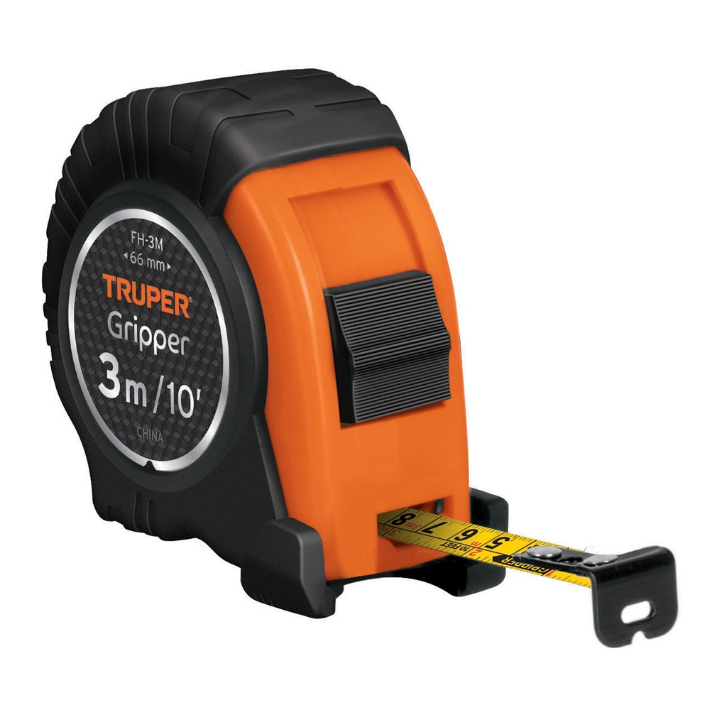 Flexometro Gripper contra impactos 3 m cinta 13 mm, Truper