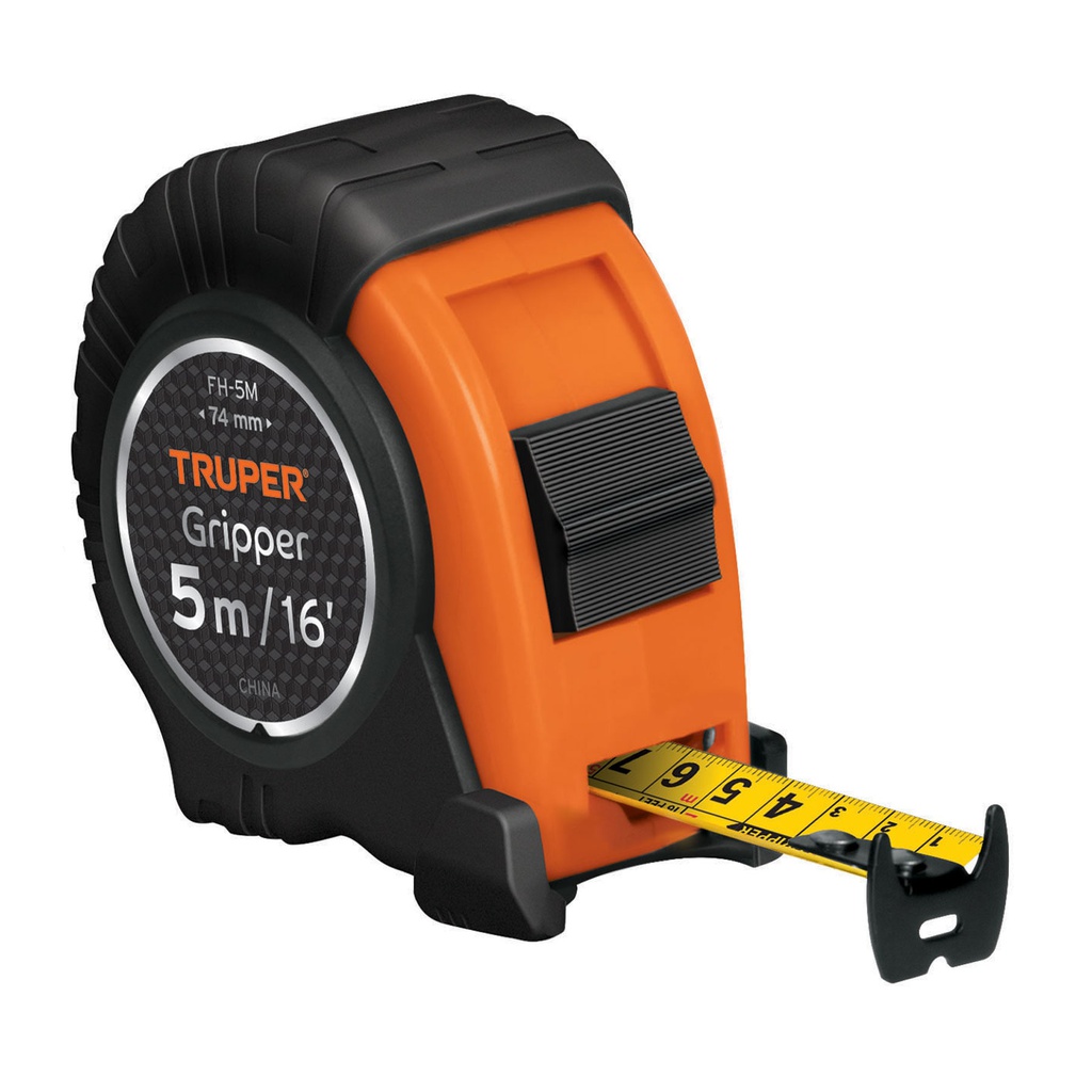 Flexometro Gripper contra impactos 5 m cinta 19 mm, Truper