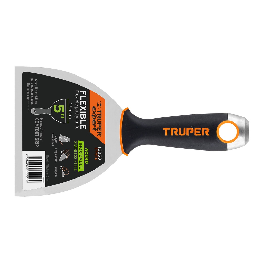 Espatula flexible 5' acero inox. mango Comfort Grip, Expert