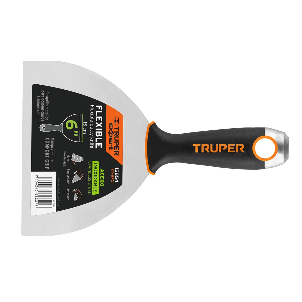 Espatula flexible 6' acero inox. mango Comfort Grip, Expert