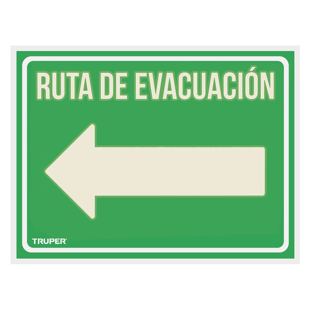 Letrero de señalizacion 'RUTA EVACUACION IZQUIERDA',21x28 cm