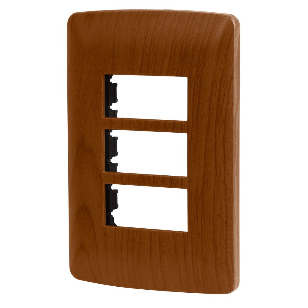 Placa 3 modulos de ABS, linea Italiana, acabado madera