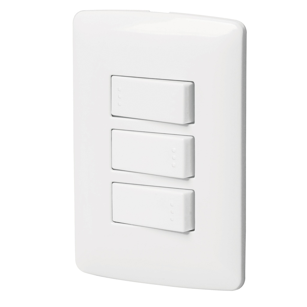 Placa armada 2 interruptores 1escalera blanco,linea Italiana