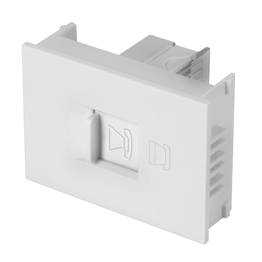 Toma de telefono, 1.5 modulos, linea Española, color blanco