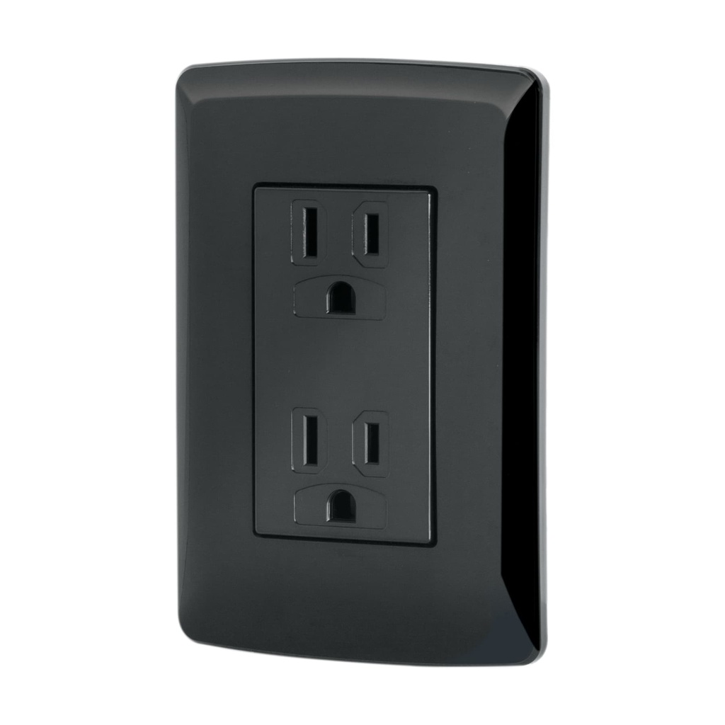 Contacto duplex aterrizado, color negro, linea Italiana