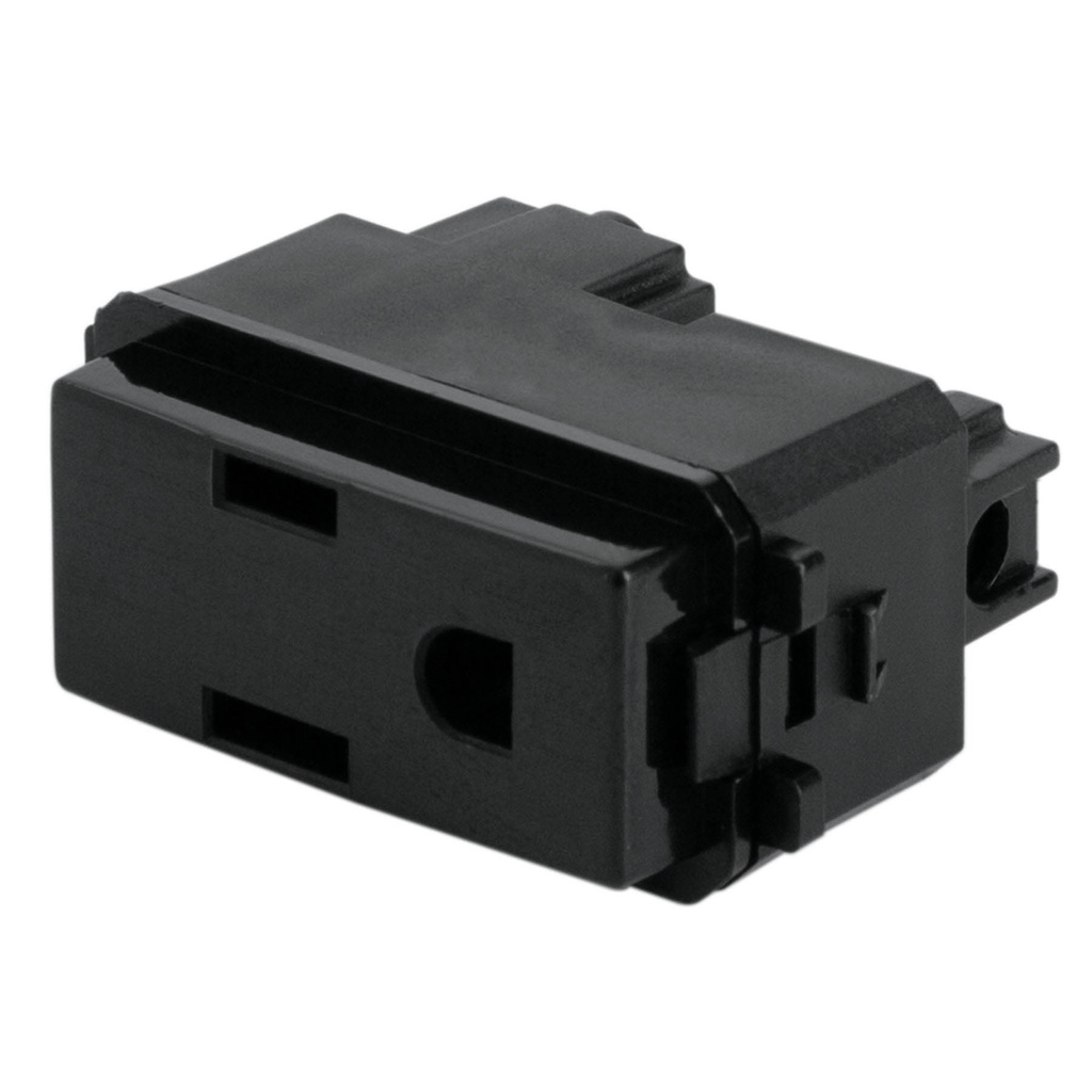 Contacto sencillo, 2 polos + tierra, linea Italiana, negro