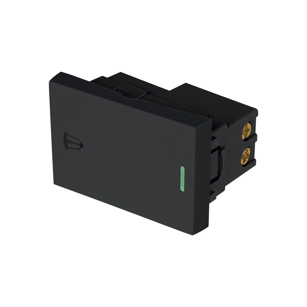 Interruptor para timbre negro de 1.5 modulos, linea Lisboa
