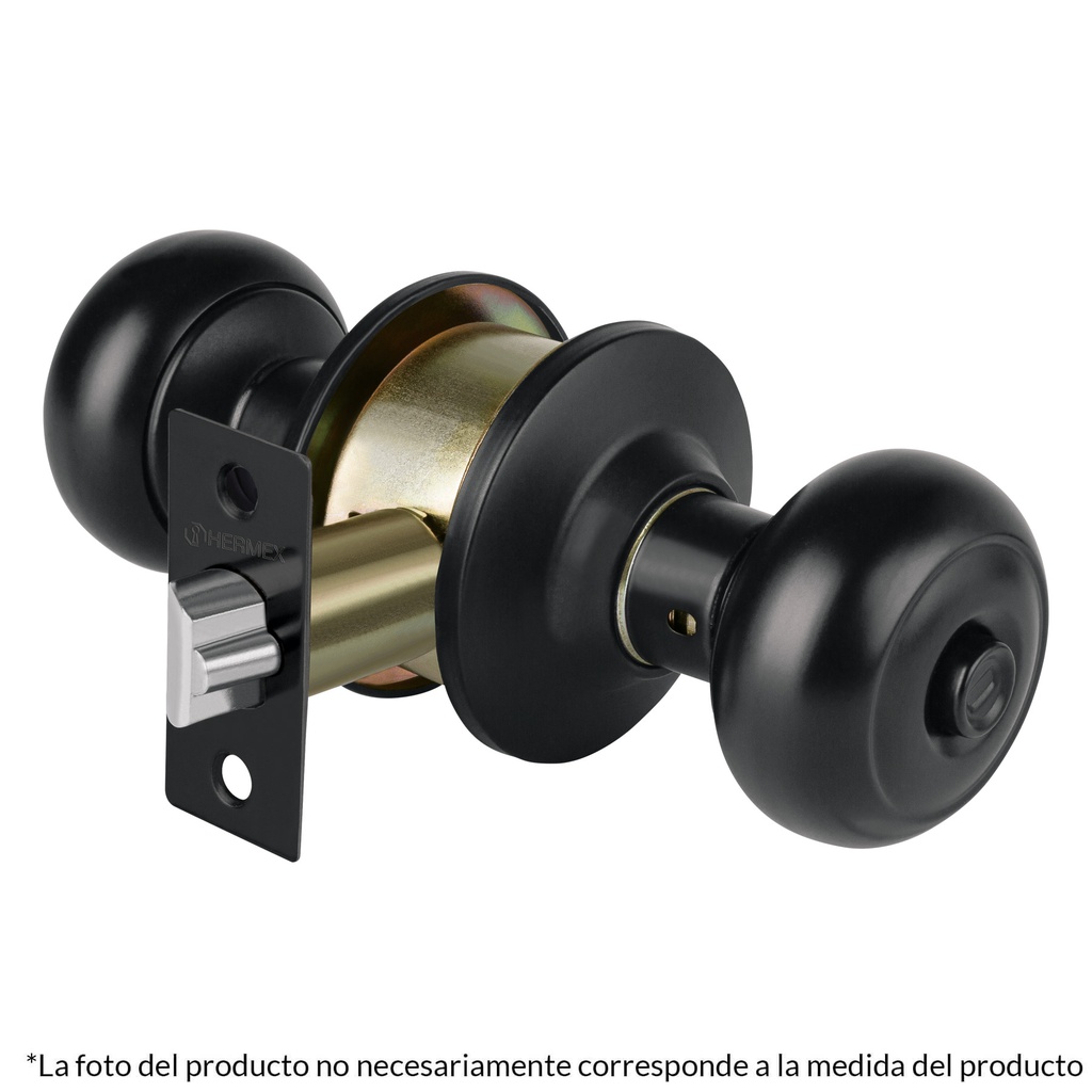 Cerradura pomo, negro, oval, baño, Hermex