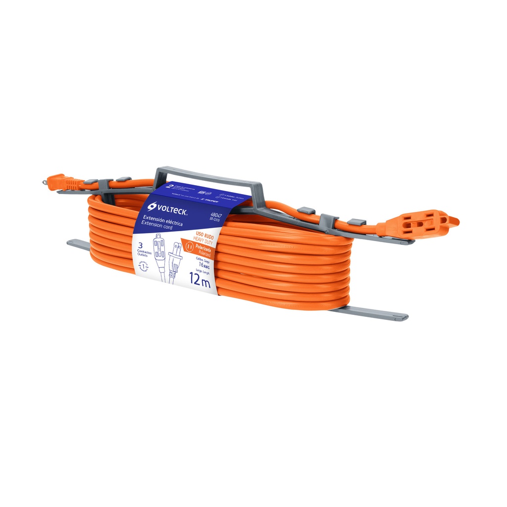 Extension electrica de uso rudo 12 m 2x16 AWG, Volteck