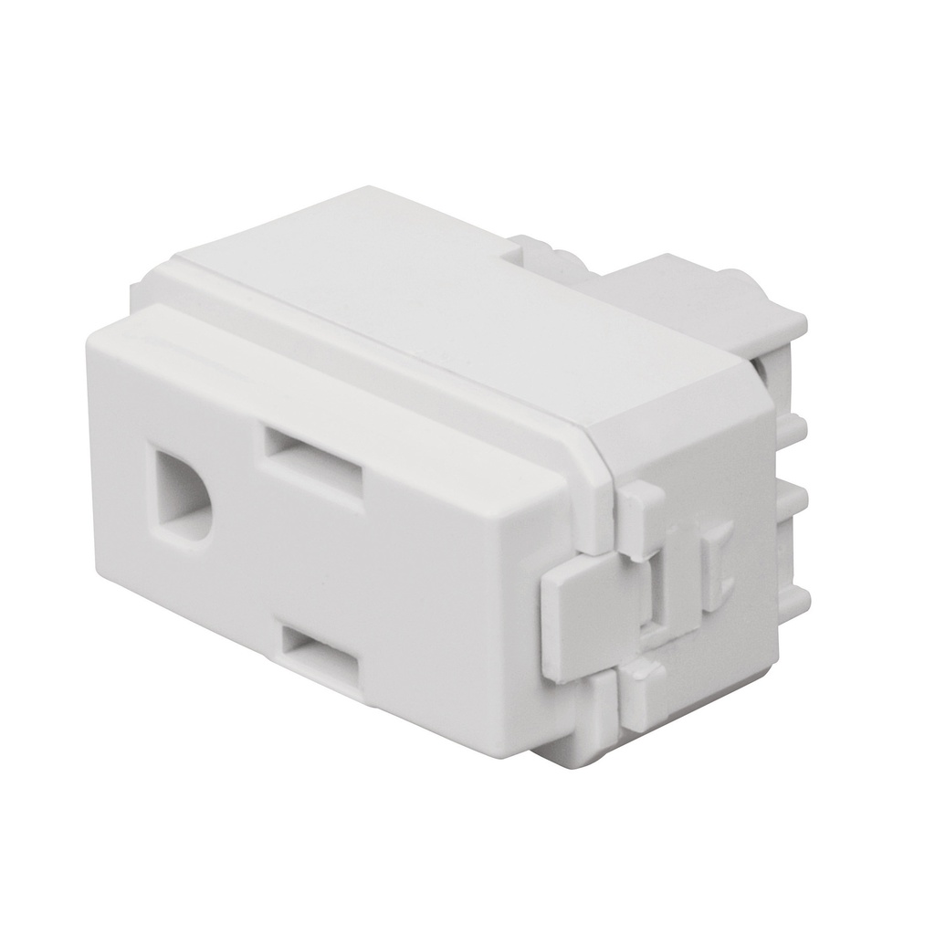 Contacto sencillo, 2 polos + tierra, linea Italiana, blanco