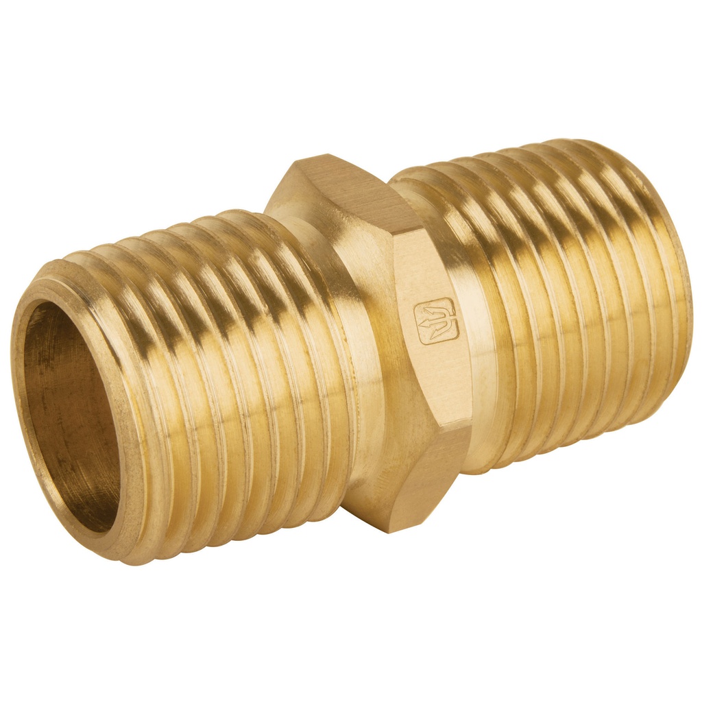 Niple union NPT de laton, 1/2' con tuerca hexagonal, Foset