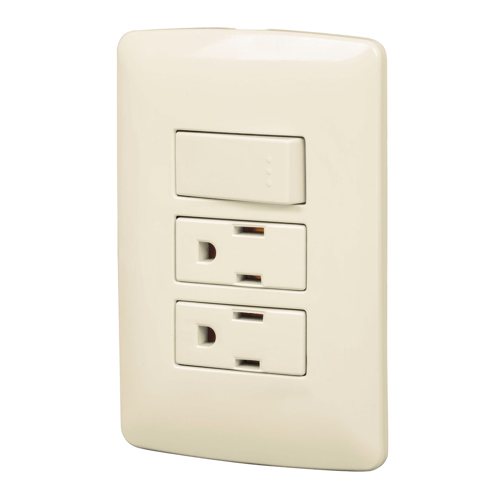 Placa armada 2 contactos e interruptor,marfil,linea Italiana