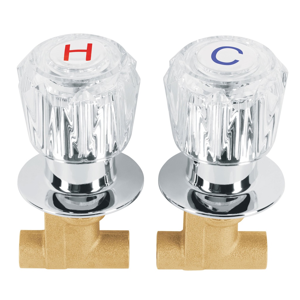 Juego llaves empotrar soldables, maneral acrilico, Foset