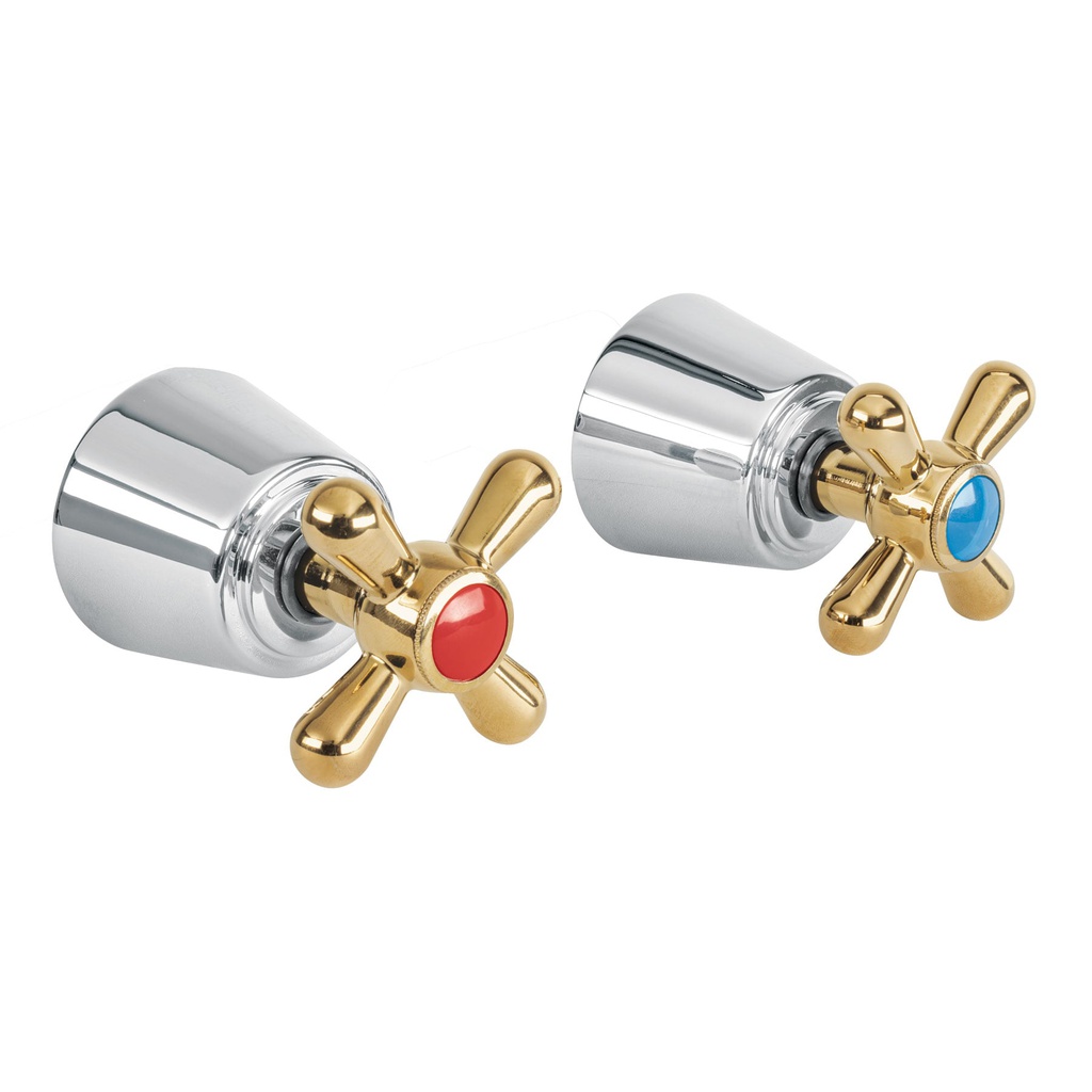 Juego de manerales de cruceta para regadera, cromo oro,Aqua
