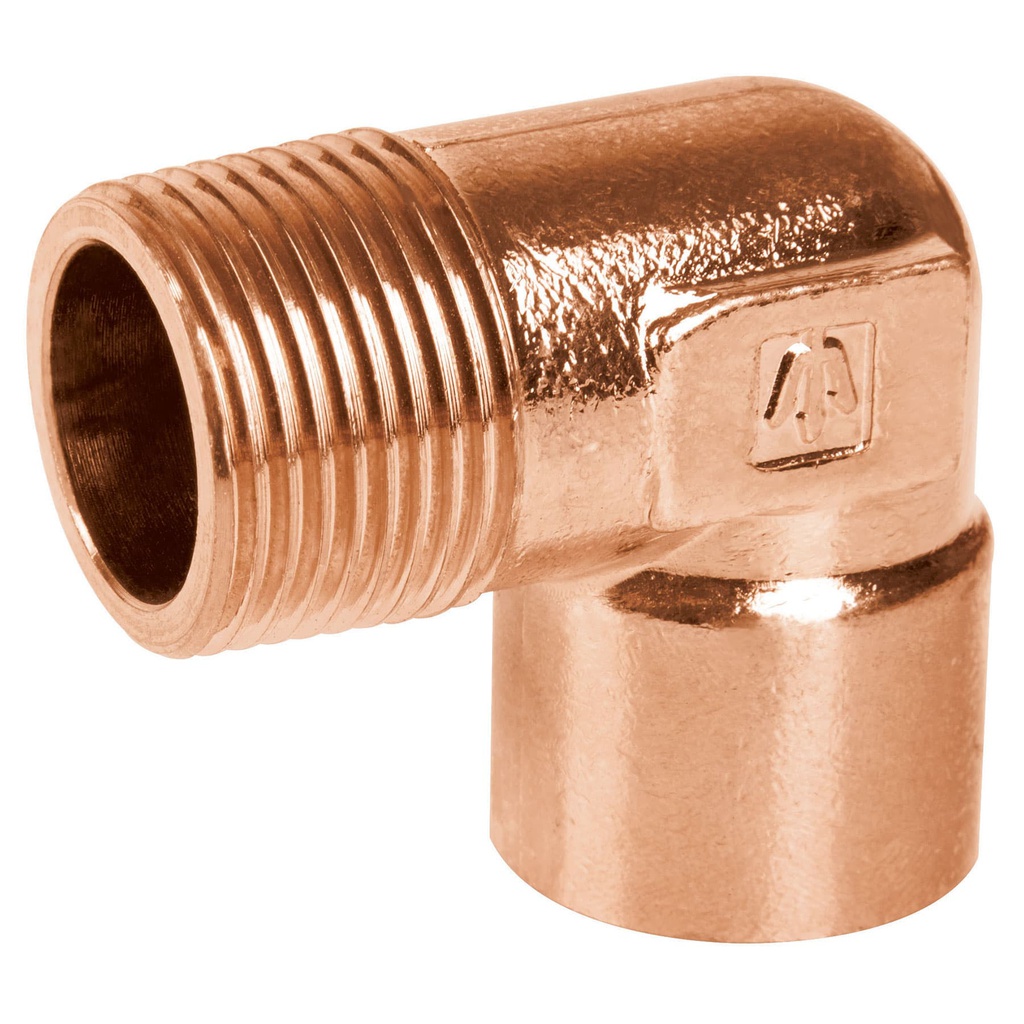 Codo 90° de cobre, rosca exterior 3/4', Foset