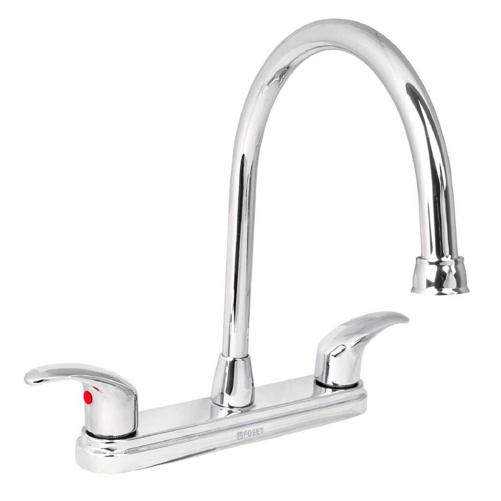 Mezcladora cromo 8' para fregadero, manerales palanca, Aqua