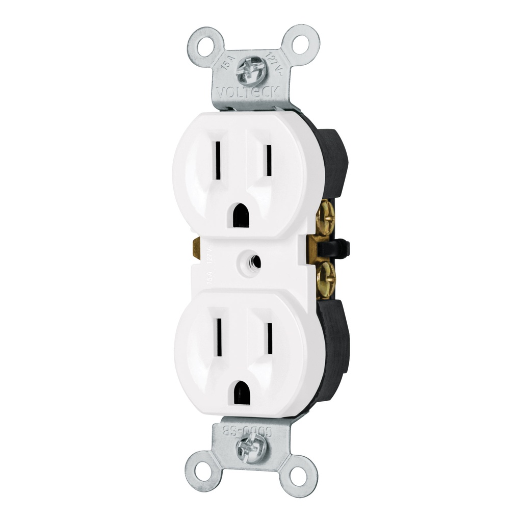 Contacto duplex, 2 polos 3 hilos, Standard, blanco, Volteck