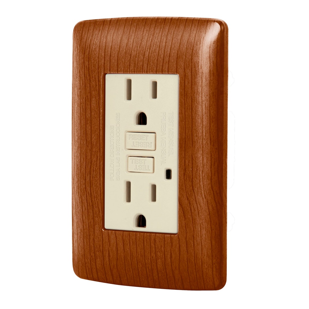 Contacto duplex falla a tierra GFCI, madera, linea Italiana