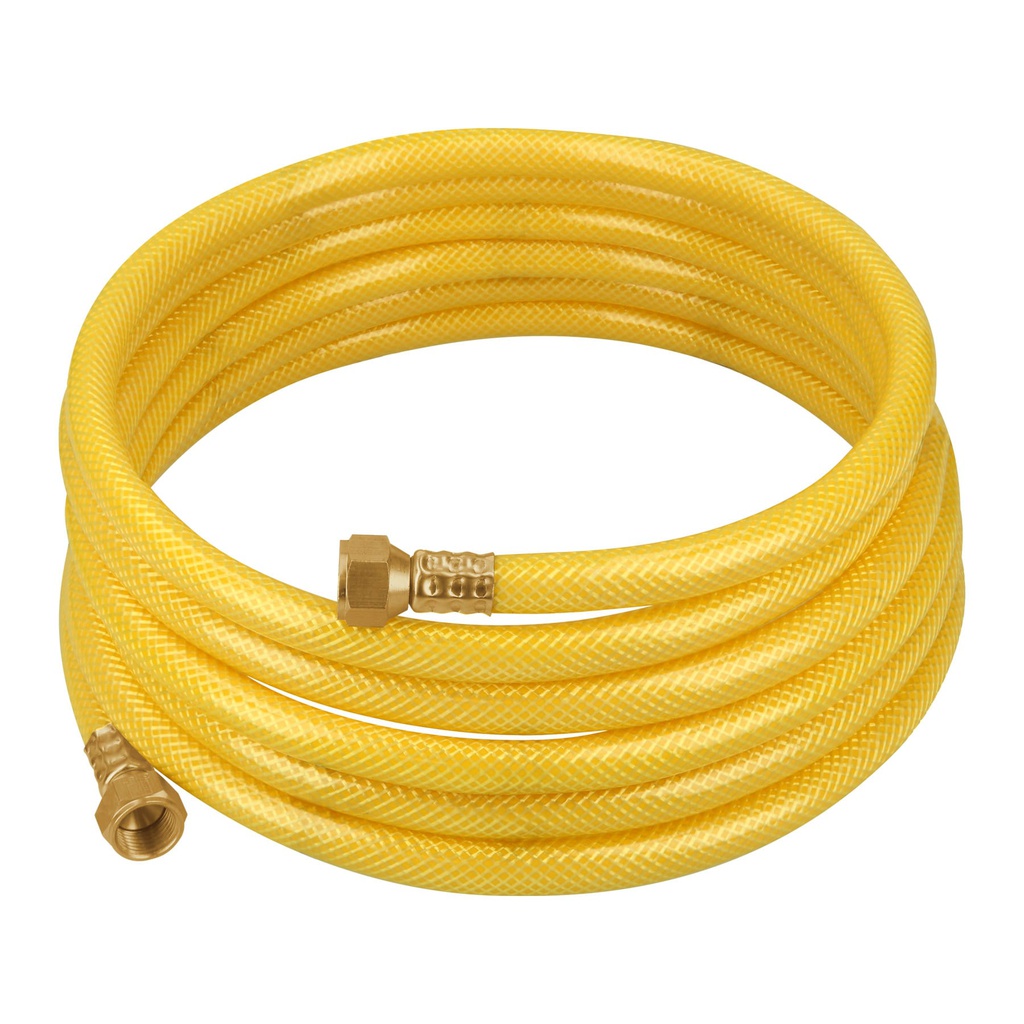 Manguera para gas, PVC amarilla, 3/8'x4 m, c/conexion, Foset