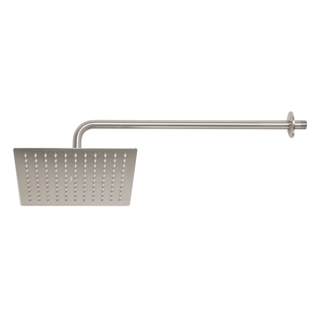 Regadera satin 10' plato cuadrado delgado con brazo, Riviera