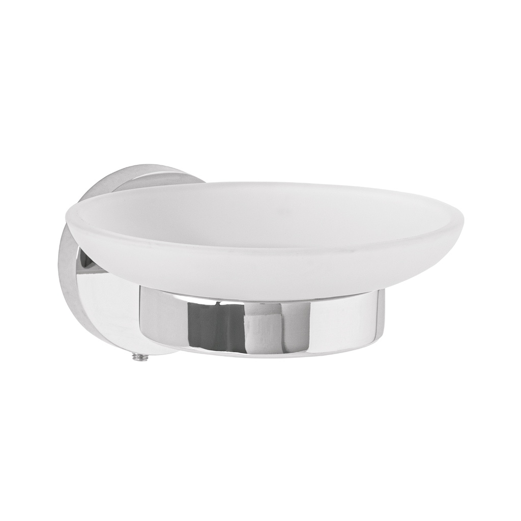 Jabonera metalica cromo con plato de vidrio, Foset Tubig