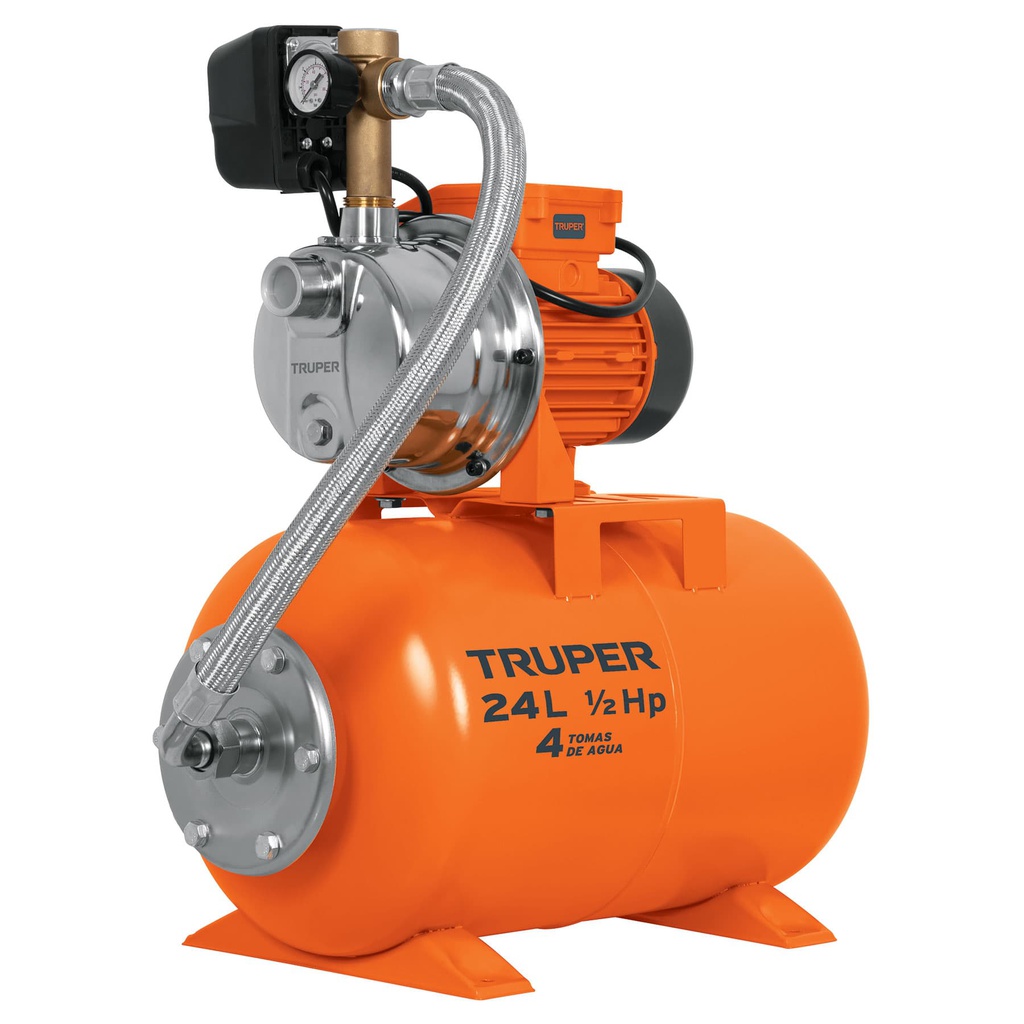 Equipo hidroneumatico 24L, bomba jet 1/2 HP, Truper