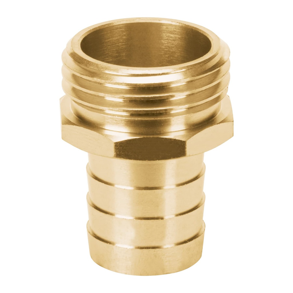 Conector 3/4' macho de laton solido para manguera, Truper