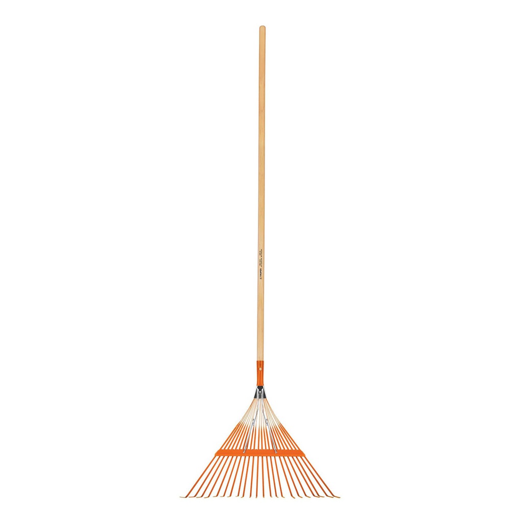Escoba metalica para jardin,recta, 22 dientes, mango 48'
