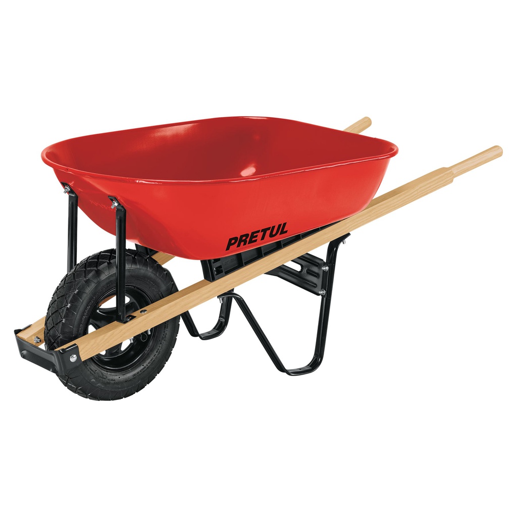 Carretilla 5.5 ft3 roja Neumatica, bastidores madera, Pretul