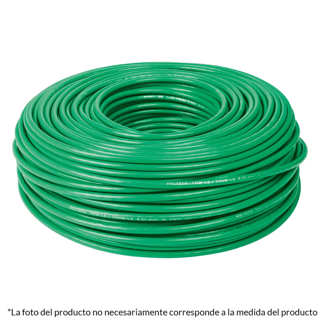 Rollo de 100 metros de cable THW CCA 8 AWG verde, Basic