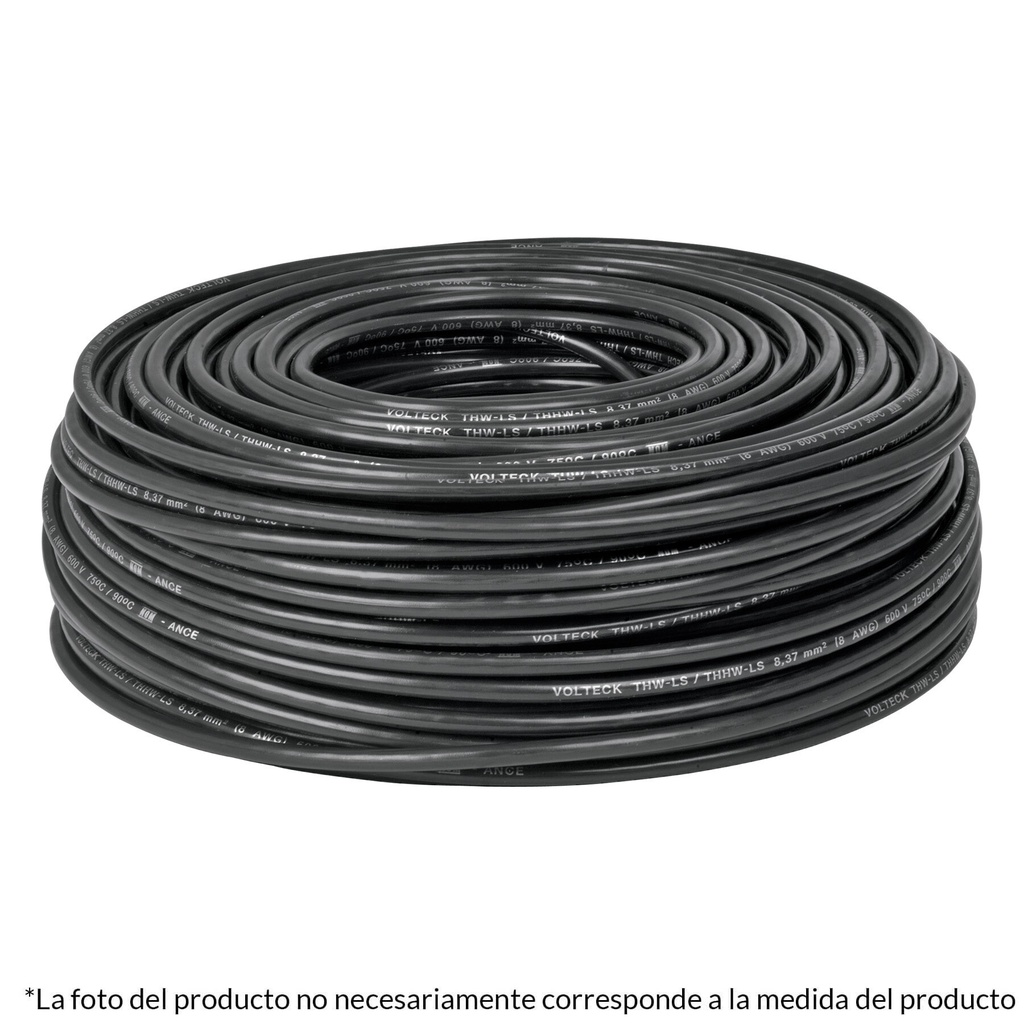 Rollo de 100 metros de cable THW CCA 12 AWG negro, Basic