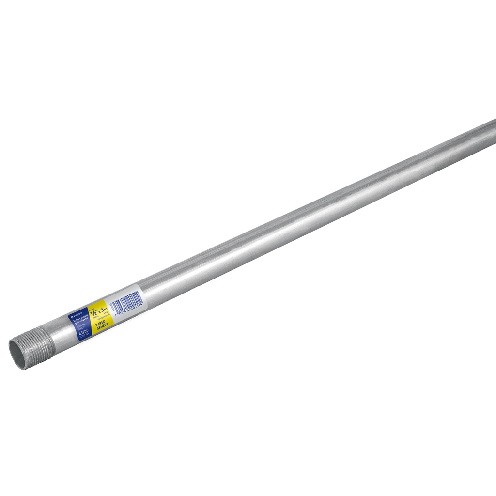 Tubo Conduit 1/2' galvanizado 3 m pared gruesa, et. Amarilla