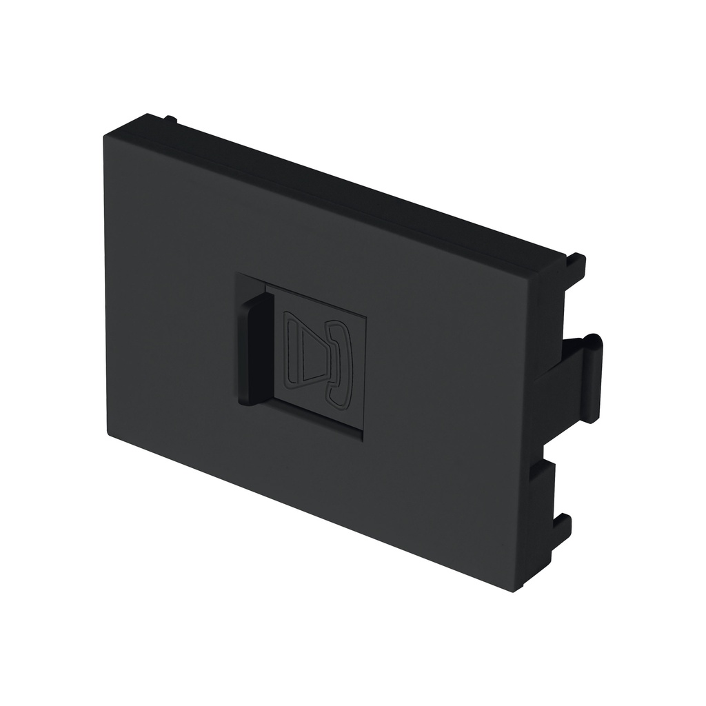 Toma de telefono negro de 1.5 modulos, linea Lisboa, Volteck