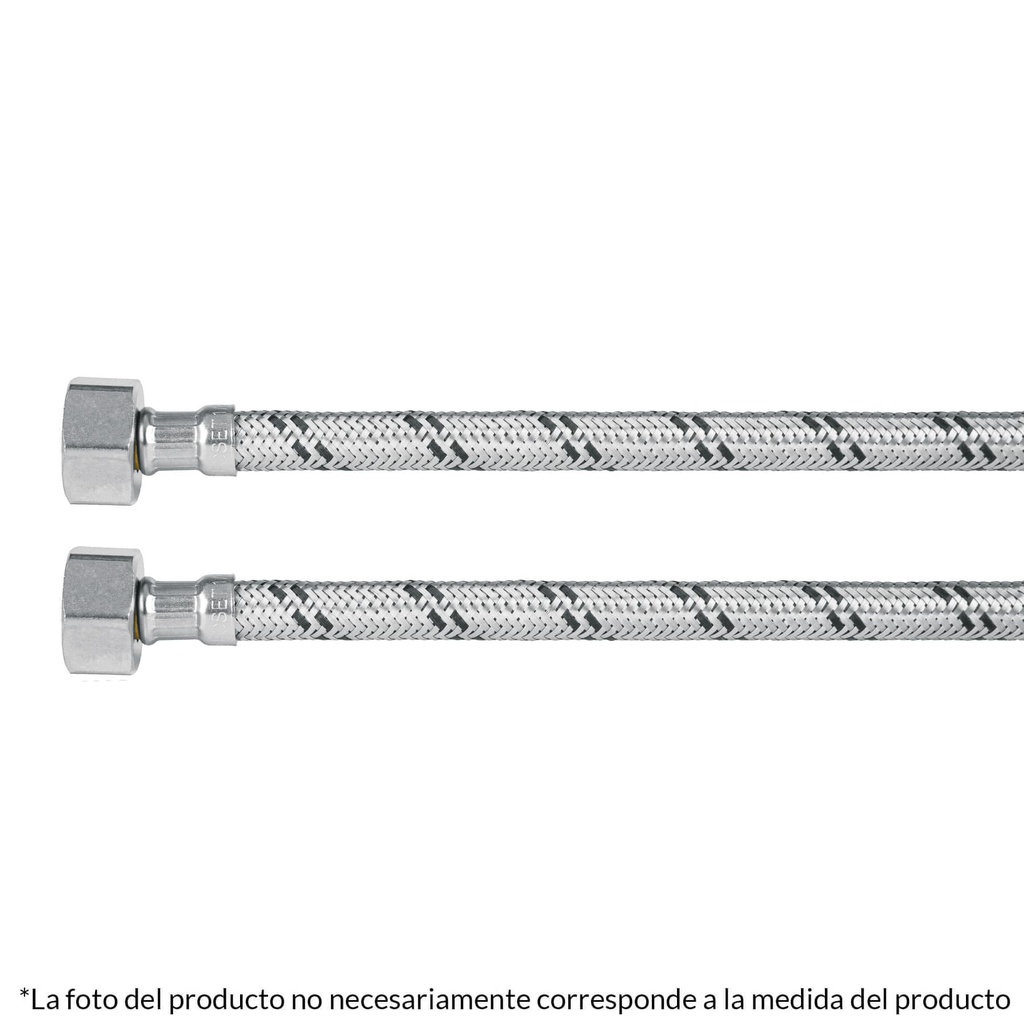 Manguera lavabo/fregadero, acero inox, 1/2' x 1/2', 55 cm