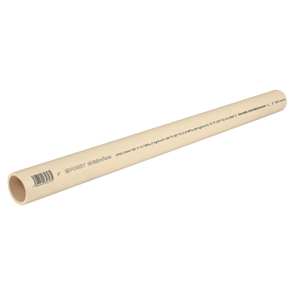 Tubo de 2' de CPVC hidraulico RD 11 de 3 m, Foset