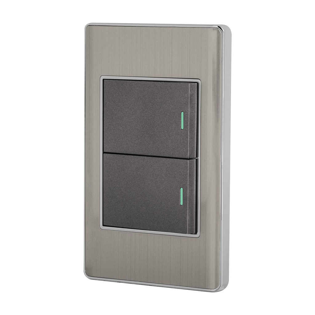 Placa armada acero 1 interruptor y 1 de 3vias 1.5mod,Lisboa