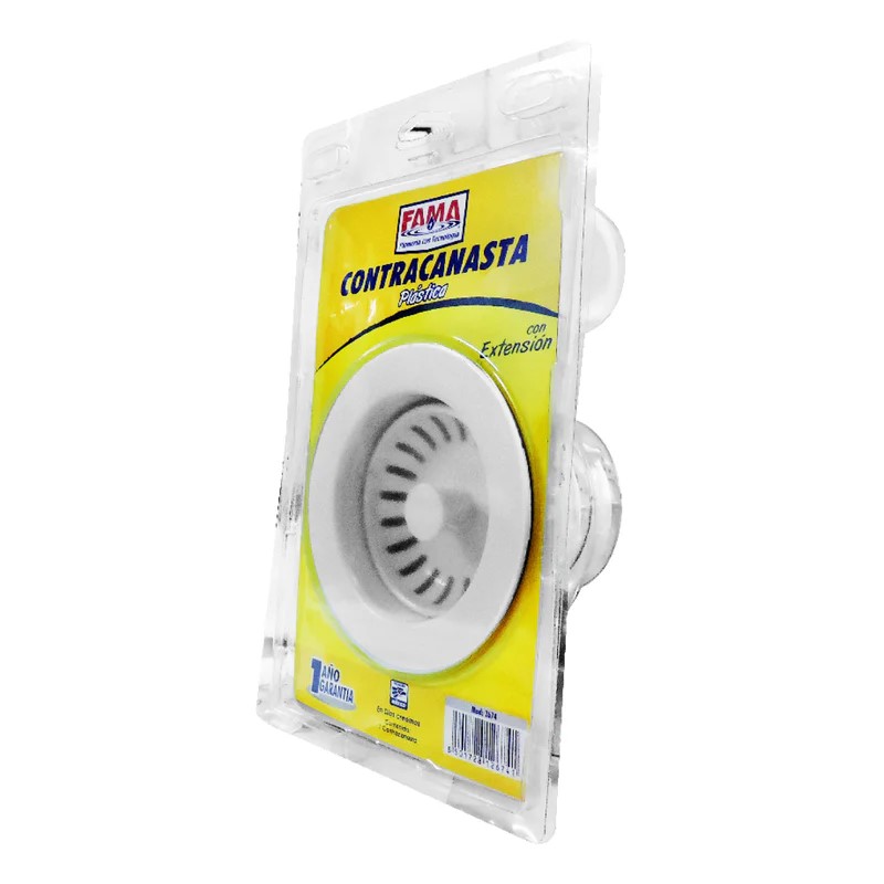 Contracanasta Blanca P/Fregadero Con Tubo de 4&quot; En Blister (2674)