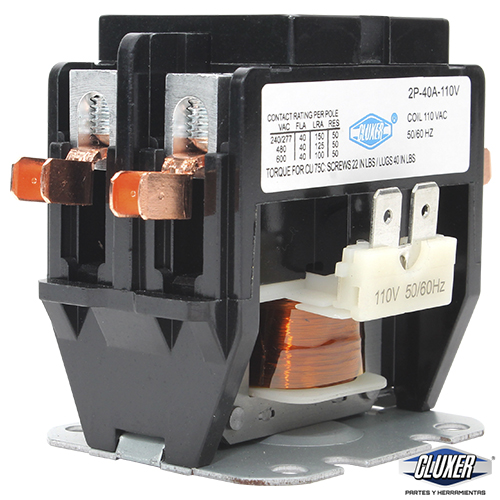 1 Contactor 2 Polos 40 Amps Bobina 110vac, 50/60hz