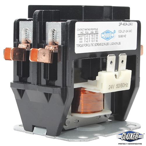 1 Contactor 2 Polos 40 Amps, Bobina 21-24vac, 50/60hz