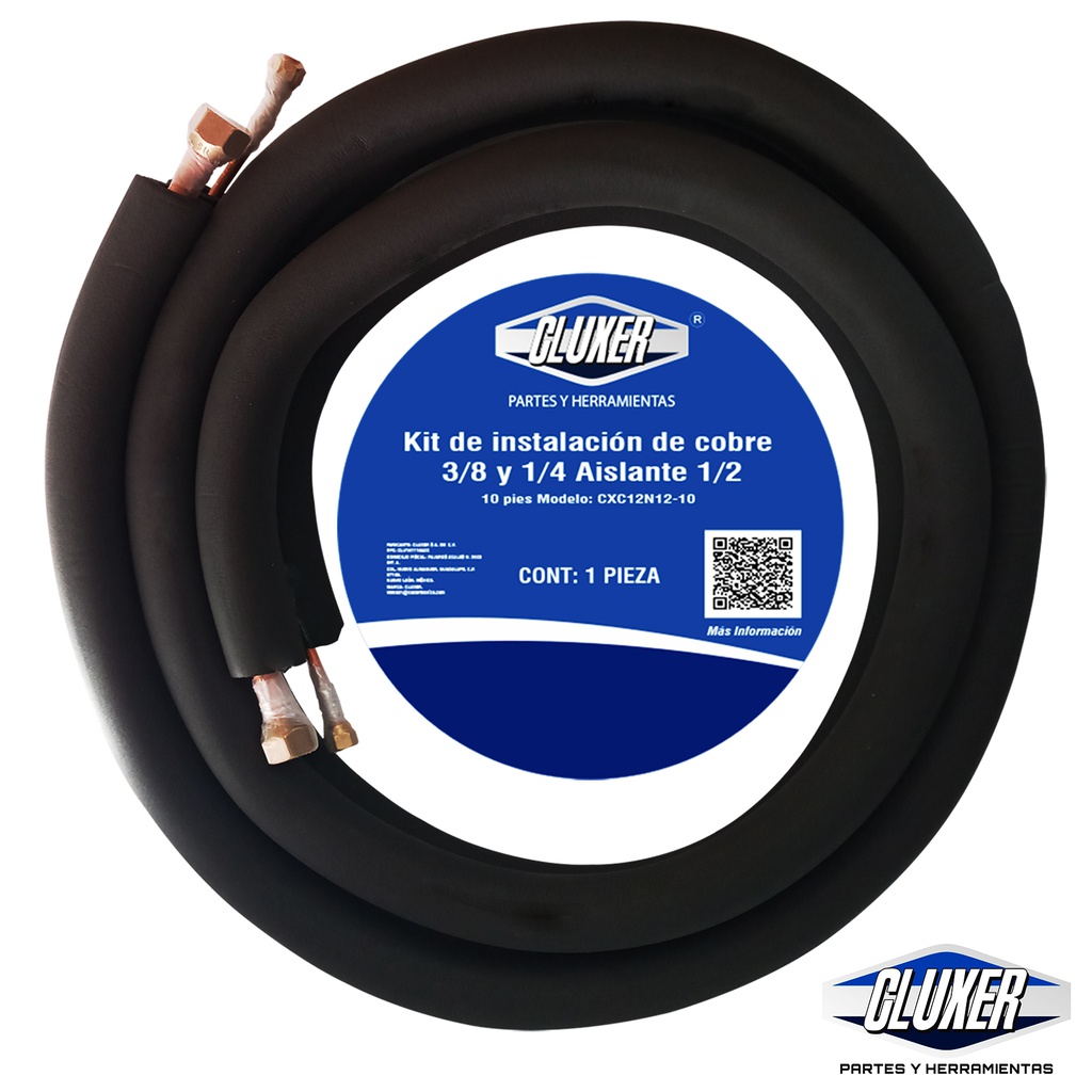 Kit Tuberia de Cobre 1/4 y 3/8 con Aislante de Espesor 3/8 50 pies