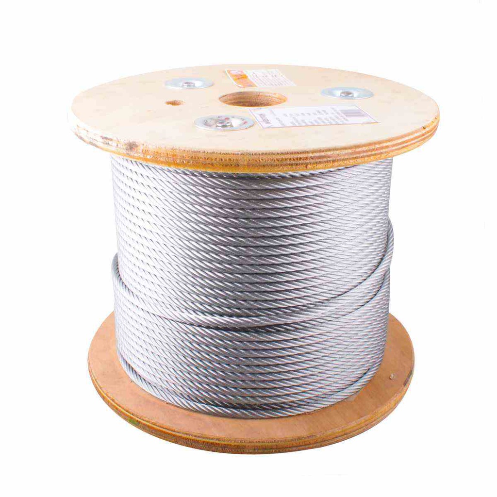 CABLE DE ACERO GALVANIZADO 7X19 3/16" ROLLO 100M