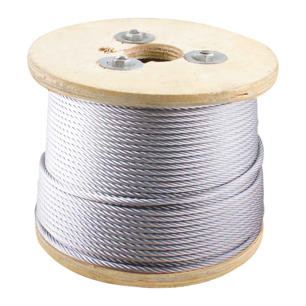 CABLE DE ACERO GALVANIZADO 7X19 1/4" ROLLO 500M