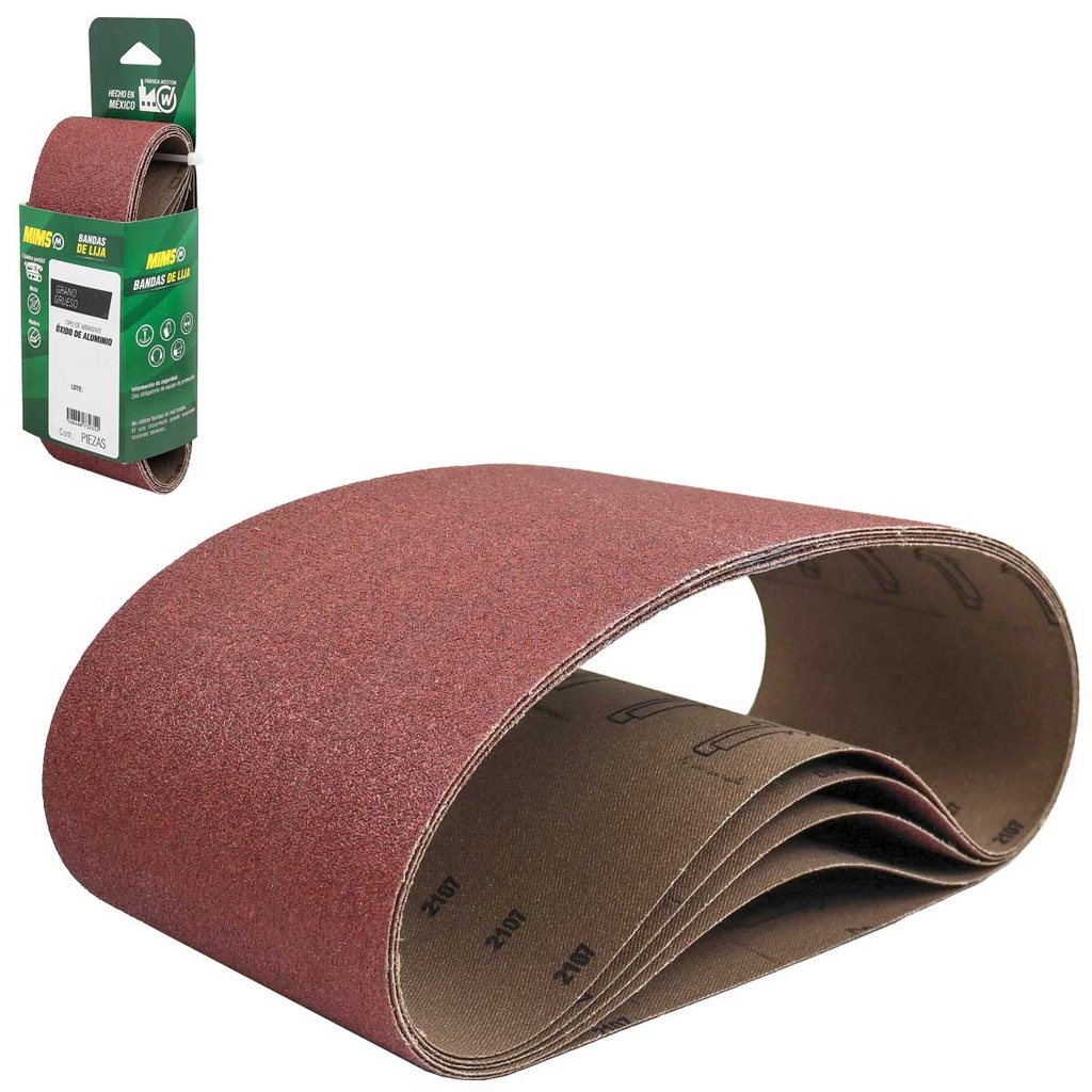 BANDA MIMS OXIDO DE ALUMINIO 4&quot;X 21&quot; G120 ALGODON SEMI-ABIERTO (Precio x pieza - Empaque c/5 pzas)